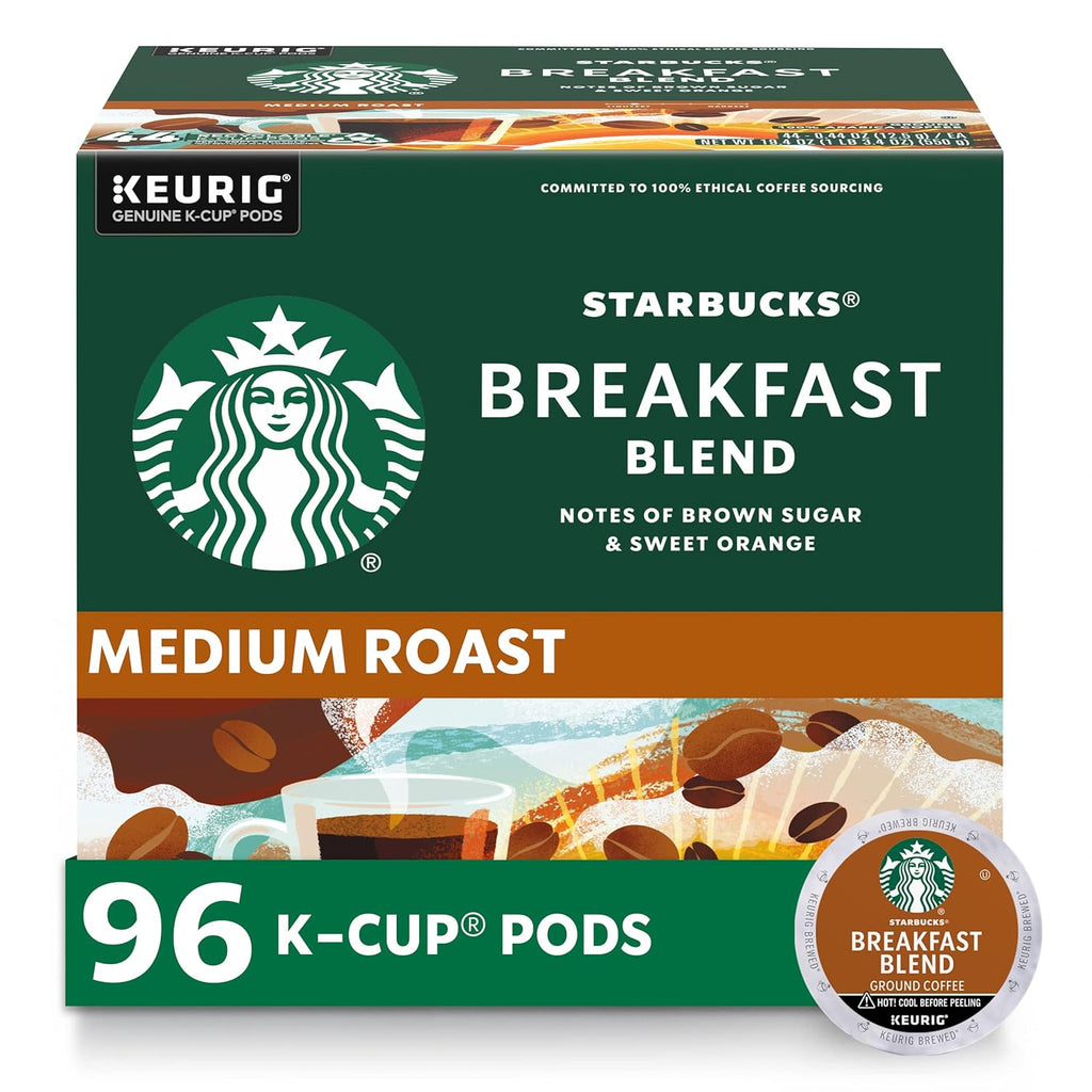 Starbucks K-Cup Coffee Pods - Medium Roast Breakfast Blend for Hot or Iced Coffee | 96 Pods