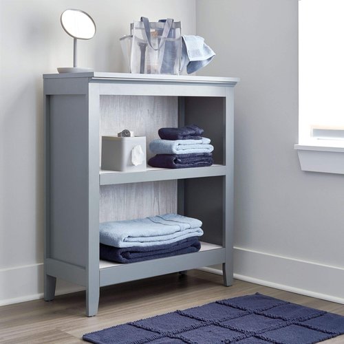 IDesign Facial Tissue Box Cover for Bathroom and Vanity Countertops, 6.1" x 5.15" x 5.4", The Cade Collection, Matte Gray