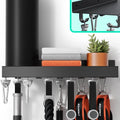 Crostice Metal Shelf Compatible with Tonal Accessories, Floating Shelf Organizer for Home Gym Storage, T-Lock Adapters Bracket Hanger, Gym Rack Wall Mounted with Hooks, Black Workout Holder
