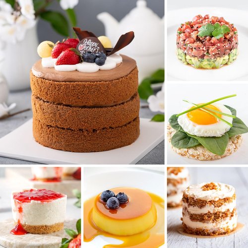 HULISEN Round Cake Ring Mold Set, 3" Crumpet Rings, Stainless Steel Dessert Cooking Molds with Presser & Lifter, Ideal Tool for Mousse, Pastries, Pancakes, Salads