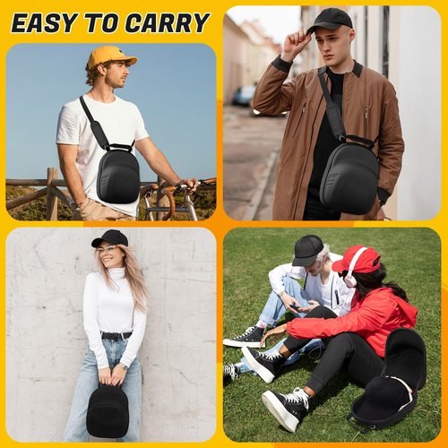 HZJYW Hat Travel Case,Hat Case for Baseball Caps with Carrying Handle and Adjustable Shoulder Strap,Organizer Protects up to 6 Hats, Box for Travel and Home Storage(Black)