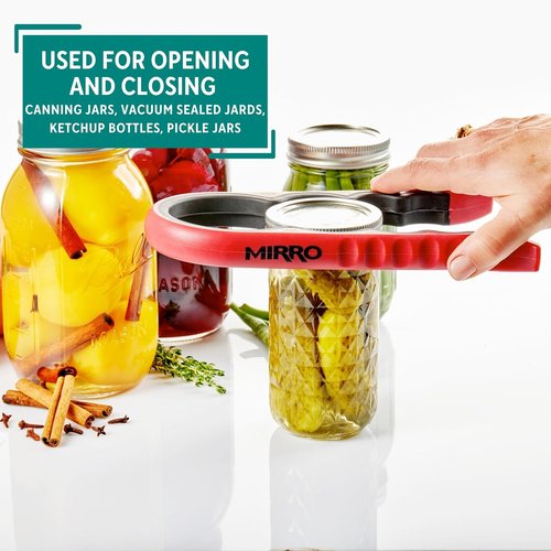 MIRRO Canning Jar Opener - Effortless Grip Design for Easy Jar Opening | Vibrant Red Color