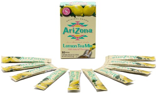 Arizona Lemon Iced Tea Stix Sugar Free, 10Countper Box (Pack of 6), Low Calorie Single Serving Drink Powder Packets, Just Add Water for a Deliciously Refreshing Iced Tea Beverage