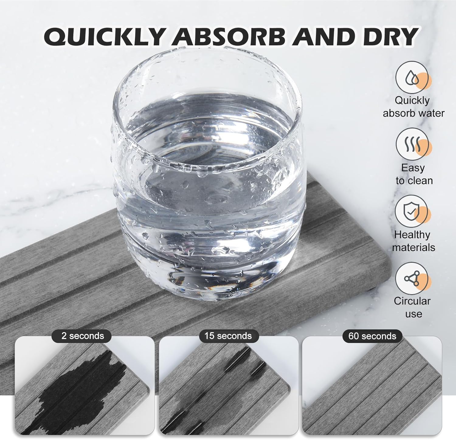 Skiennix Stone Drying Tray - Fast Drying Diatomite Soap Tray for Bathroom & Kitchen | 4PCS Set