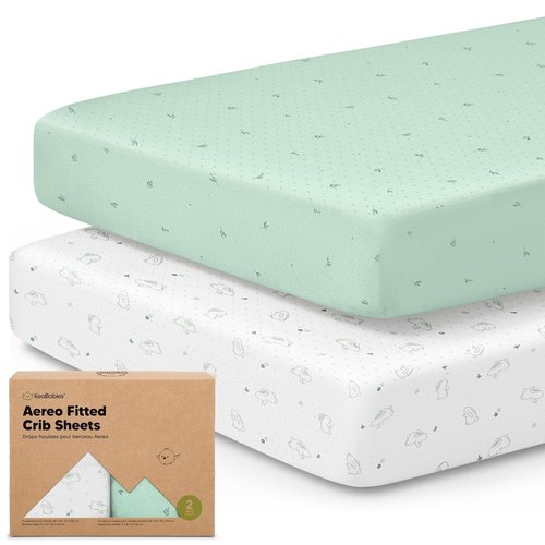 KeaBabies Fitted Crib Sheets - Soft Bamboo Viscose Cotton, 52x28 in Gender Neutral Bunnies Design