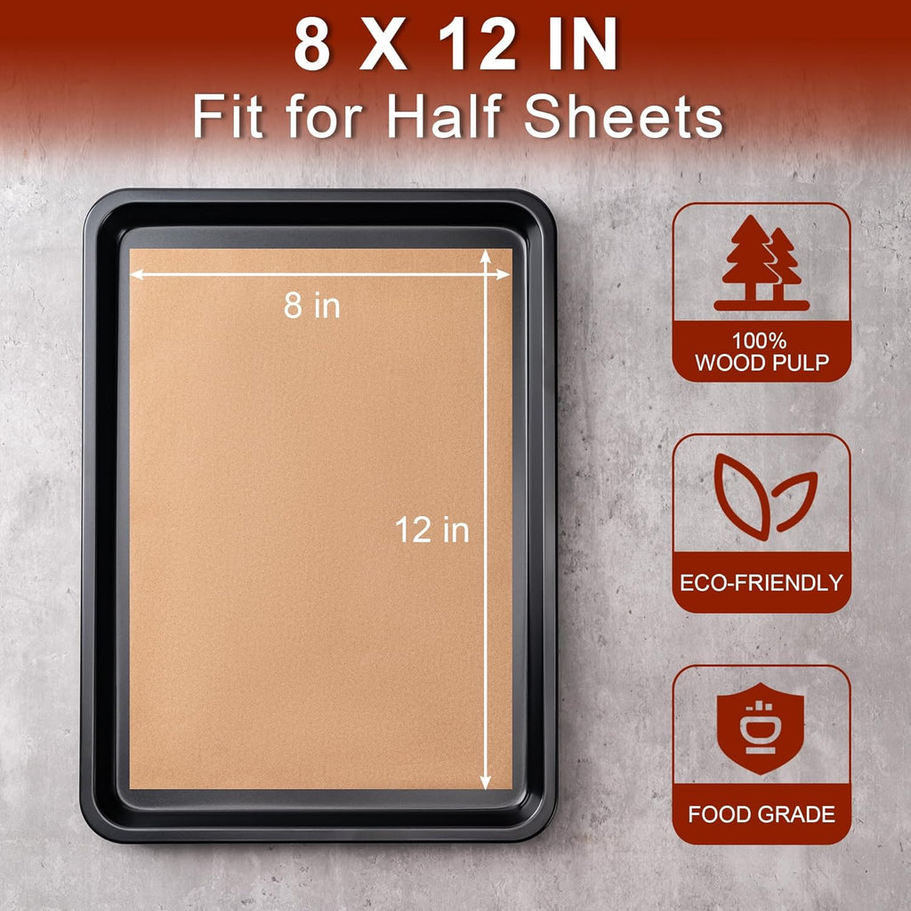 Skiennix Parchment Paper Sheets - 200 Pcs Non-Stick Precut Baking Paper | 8 x 12 Inches, Unbleached