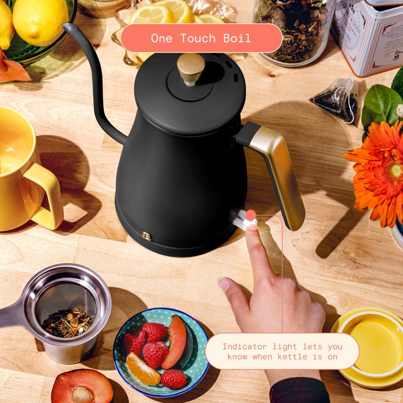 1L Electric Gooseneck Kettle - 1200W, Black Sesame