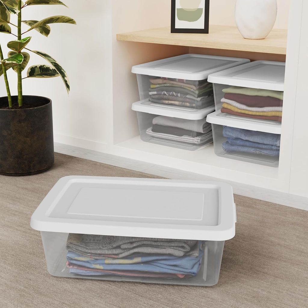 Sterilite 12 Quart Storage Box - 12 Pack Clear Plastic Totes with Secure Snapping Lids for Organization