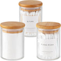 Vase and Vessel Mini Glass Apothecary Jars - Bamboo Lids for Stylish Storage | Set of 3, 10 oz Clear
