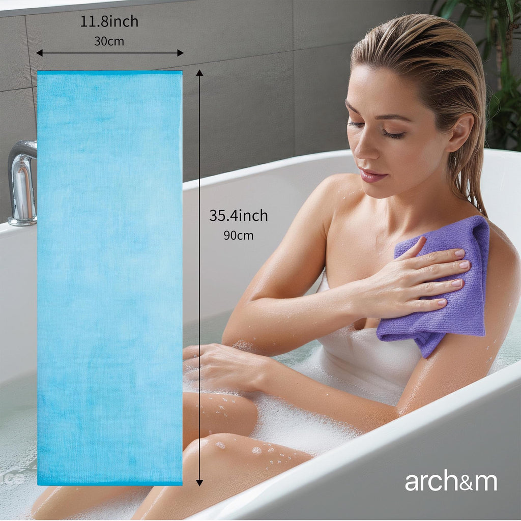 ARCH&M Exfoliating Back Washcloth & Body Scrubber, 3 Pack, 35-Inch