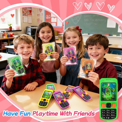 Ppotyo 24 Pcs Valentine’s Day Handheld Water Game Toys with Cards for Kids Water Ring Toss Games Party Favors School Gifts Exchange Classroom Prizes Goodie Bag Stuffers for Boys and Girls