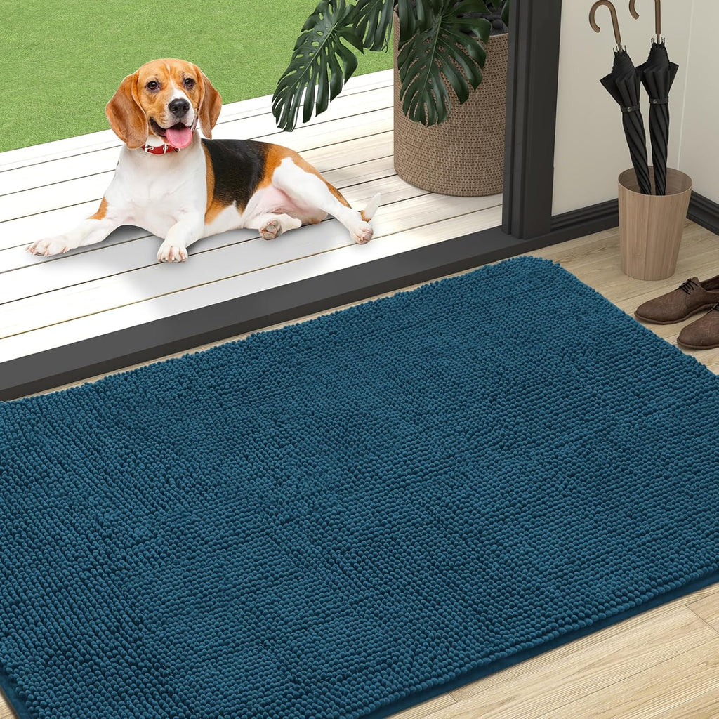 OLANLY Dog Door Mat - Absorbent Non-Slip Washable Doormat for Muddy Paws | 47x32 Atlantic Blue