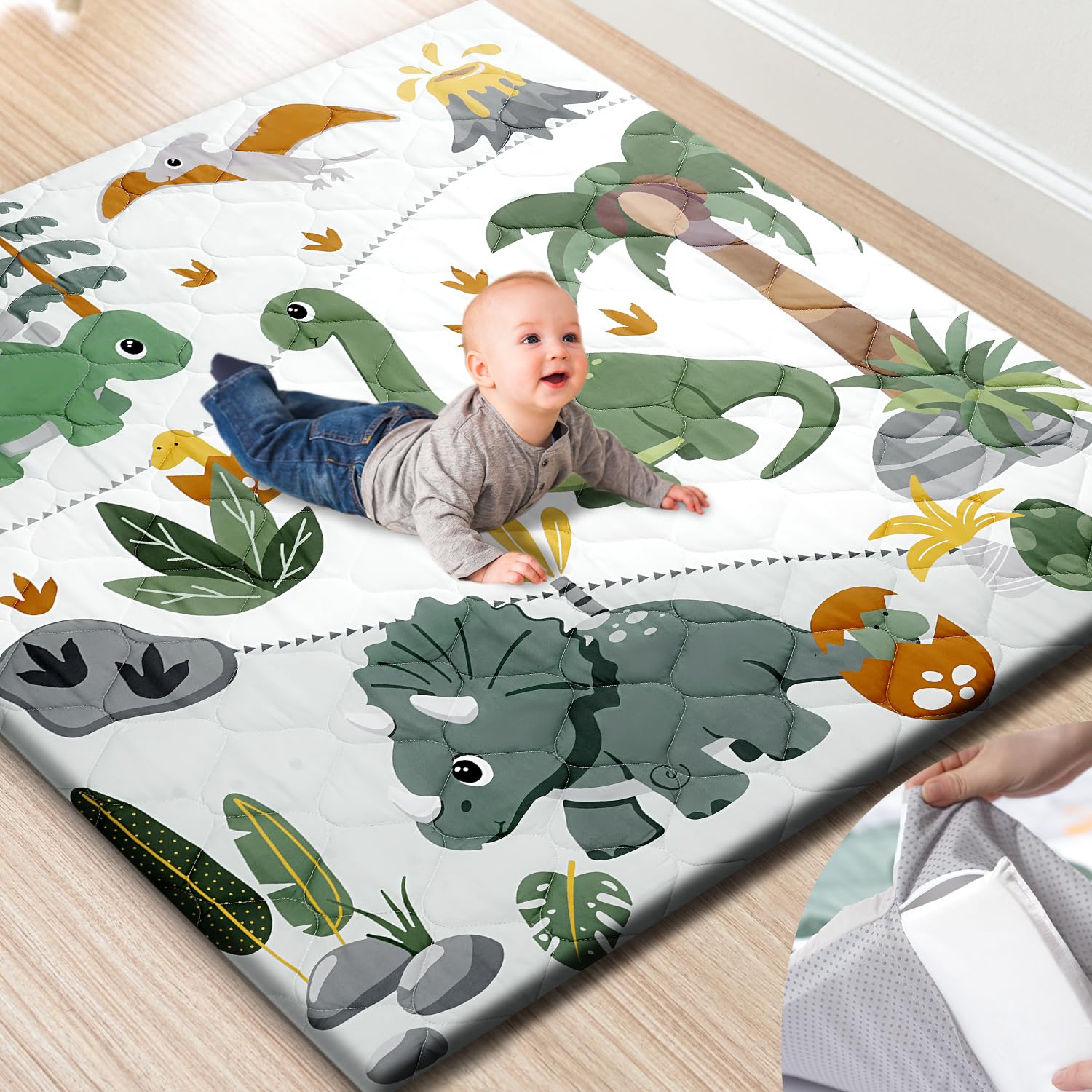 TINYHARBO Premium Foam Baby Play Mat - Extra Thick, Non-Slip & Machine Washable | 50x50 Inches