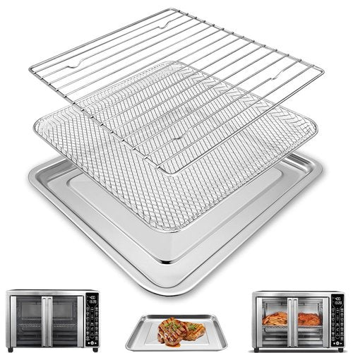 GCQFZ Toaster Oven Replacement Parts for Gourmia GTF7655 GTF7460 GTF7465 GTF7520,3 IN 1 Tray Basket Rack Kit for Gourmia Digital Toaster Oven Air Fryer 17 Cooking Presets French Door 1700W 24L