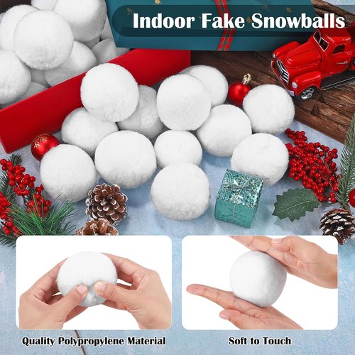 Cooraby 15-Piece Artificial Snowball Set - 2.6 Inch Realistic Indoor Snowballs for Fun Winter Games
