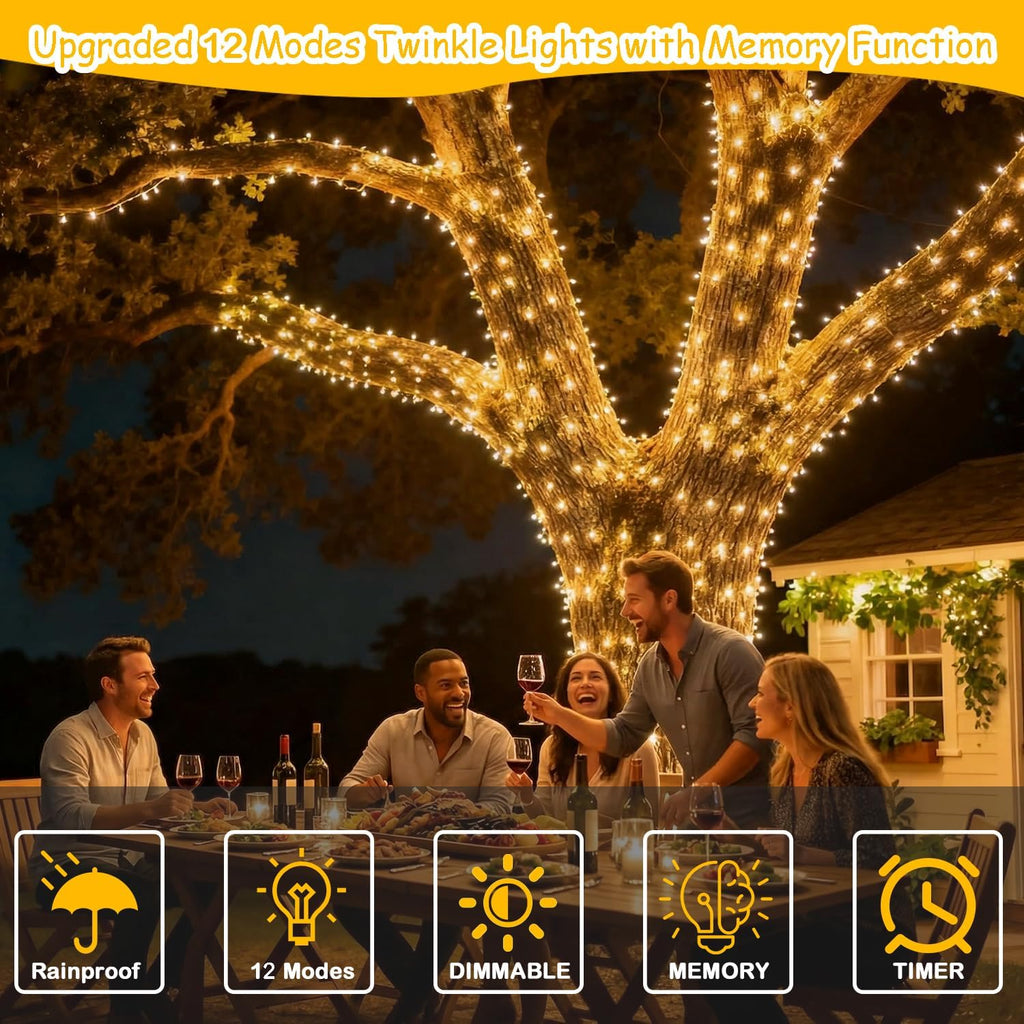 Skiennix 300 LED Fairy Lights - Twinkle String Lights with Remote & Timer | 99ft Bendable Silver Copper Wire, Warm White Decor for Weddings & Parties