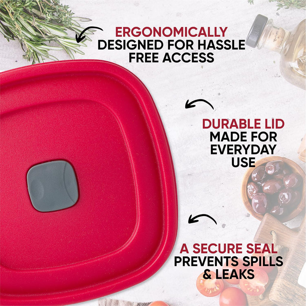 Rubbermaid Replacement Lids - Steam Vent Design for 3/5/7 Cup Food Storage Containers | 4-Pack, Red