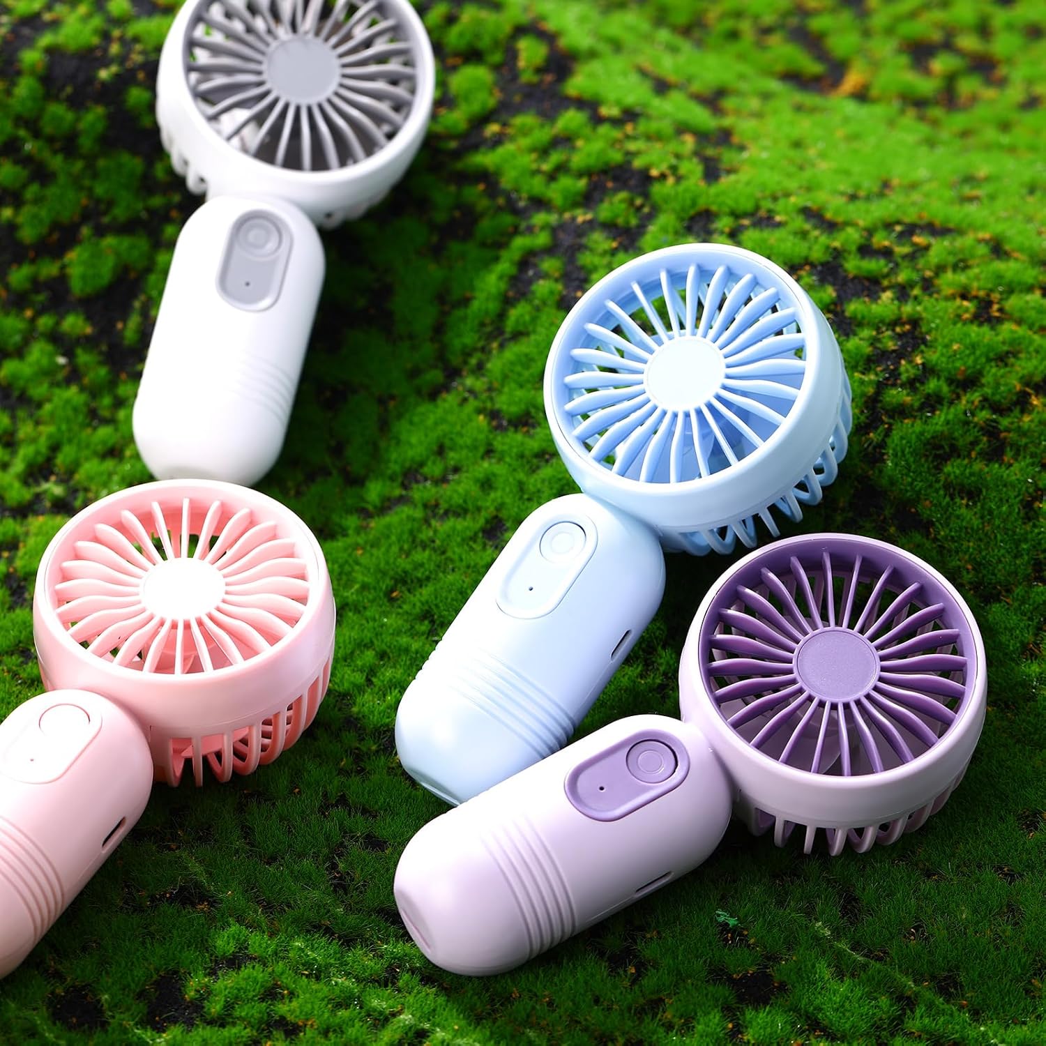 Skiennix Mini Portable Fan - Lightweight Handheld USB Rechargeable - 3 Speed for Makeup & Travel | Black & White, 6 Pack