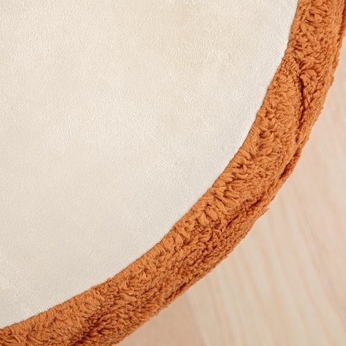 AbunHeri Fluffy Round Ottoman Pouf with All-in-One Foam Filling 20" x 14" Furry Ottoman Foot Rest Foot Stool for Living Room or Bedroom (Burnt Orange)