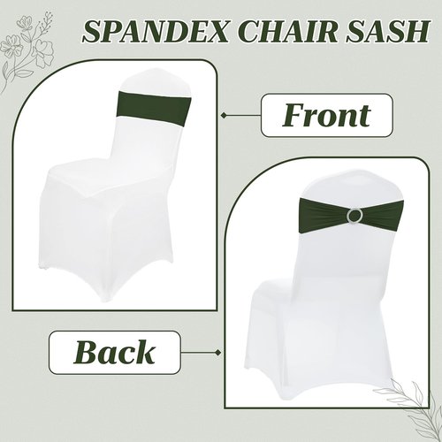 MDS Spandex Chair Sashes - Premium Stretch Covers with Buckle Slider | Olive Green, Pack of 100