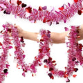 55.77 FT Valentines Day Garland Decor Red Pink Purple Heart Tinsel Garland Metallic Glitter Hanging Garlands Valentines Day Decorations for Tree Mantel Home Indoor Wedding Galentines Party.