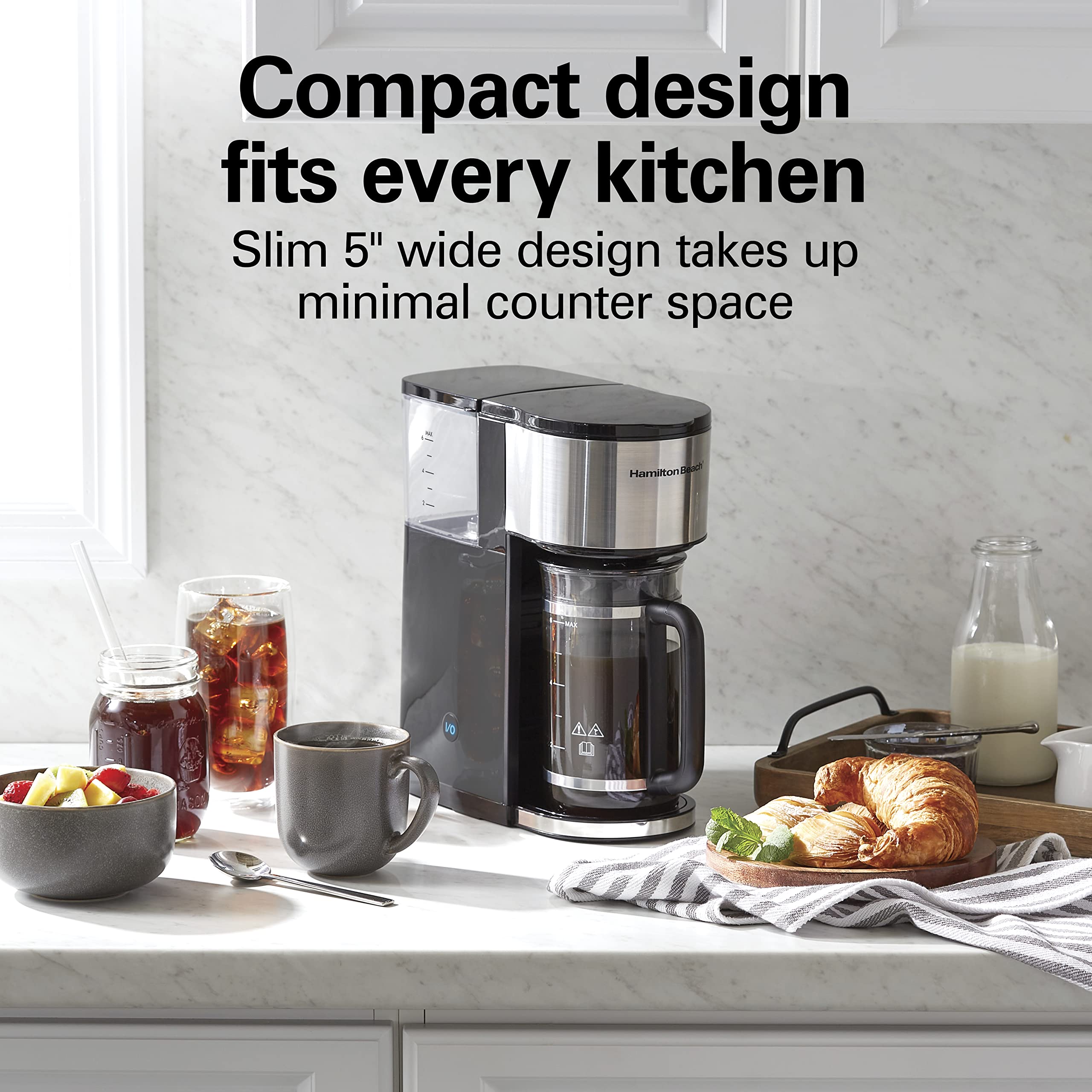 Hamilton Beach Home Barista 7-in-1 Small Coffee Maker with Seven Ways to Brew, 6 Cup Carafe, Drip, Single Serve, French Press, Pour Over, Cold Brew, Easy-Fill Reservoir, Black (46251)