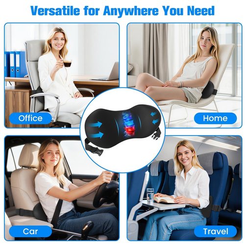 SweetSlubr Lumbar Support Pillow for Office Chair - Memory Foam Lumbar Pillow with Detachable Strap & Breathable Cover, Ergonomic Back Support for Office Chair, Car, Bed Rest (Black)