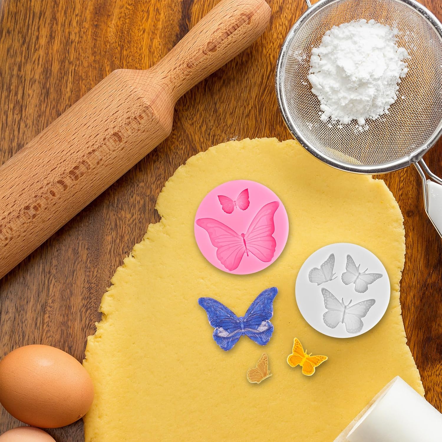 Skiennix Butterfly Chocolate Molds - 4 Pcs Mini Silicone Molds for Cake Decorating