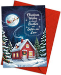 Christmas Wishes Card for Brother & Sister-in-Law - Cozy Winter Cottage Design | Festive 5.3''x8'' with Red Envelope
