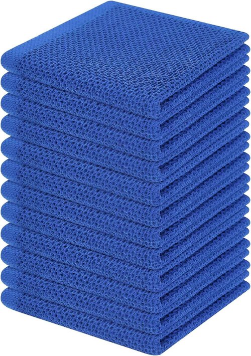Homaxy 100% Cotton Waffle Weave Dish Cloths - Ultra Soft, Absorbent & Quick Drying | 12-Pack, 12 x 12 Inches, Blueberry