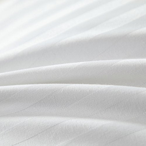 MFourbed Goose Down Feather Pillows Stripe White Bed Pillow for Sleeping,100% Cotton Fabric Good for Side and Back Stomach Sleeper Standard Size 1 Pack
