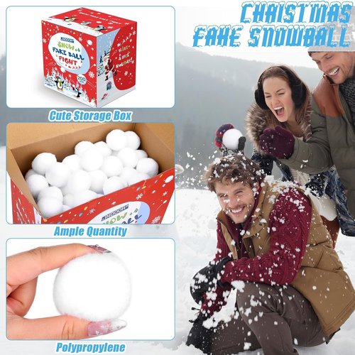 Fovths 200 Pack Snow Toy Balls - 2 Inch Realistic Fake Snowballs for Indoor & Outdoor Fun