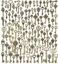 JIALEEY Vintage Skeleton Key Set - 125 PCS Antique Bronze Charms for DIY Jewelry & Wedding Favors