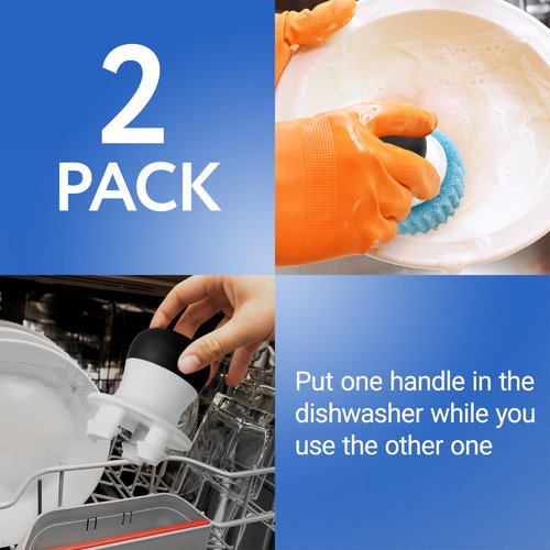 Impresa Dish Mommy Wand Palm Holder - Compatible with Scrub Mommy & Scrub Daddy Sponges - Refillable Silicone Pads - Ergonomic Grip for Handheld Silicone Dish Sponge - Gray/White, Pack of 2