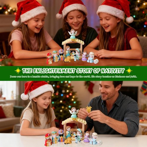 Nativity Set by [Brand Name] - 13Pcs Christian Playset for Kids Ages 3+ | Perfect Christmas Gift