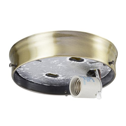 Aspen Creative 22106-07-1, Flush Mount Ceiling Fixture Shade Holder Kit in Antique Brass Finish 6-1/4" Fitter, 6-3/4" Diameter x 1-1/2" Height