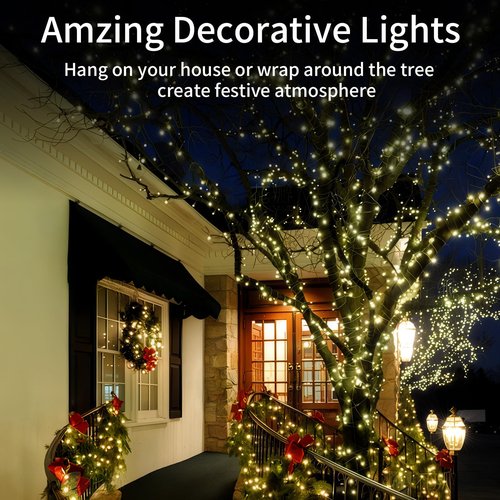Warm Yellow Soft Twinkle Lights, 18.7ft 50LED Waterproof Christmas Tree String Lights Indoor with Green Wire,Connectable Mini Light Xmas Light for Outdoor Home,Festival,Party,Holiday Decor