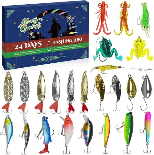 Fishing Advent Calendar 2025 - 24 Days of Premium Fishing Lures for Men & Teens | Perfect Xmas Gift