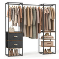 SONGMICS Clothes Rack, 70.9 Inch Wardrobe Freestanding Closet, Heavy Duty Garment Rack with 1 Extendable Hanging Rod, 2 Drawers and 4 Shelves, for Bedroom, Space-Saving, Rustic Brown URGR003B01
