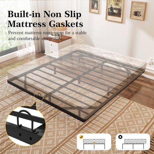 Awesofurni Floating Bed Frame Queen Size, Queen Bed Frame with Smart LED Lights, Heavy Duty Modern Metal Platform Bed No Box Spring Needed - Easy Assembly and Noise Free
