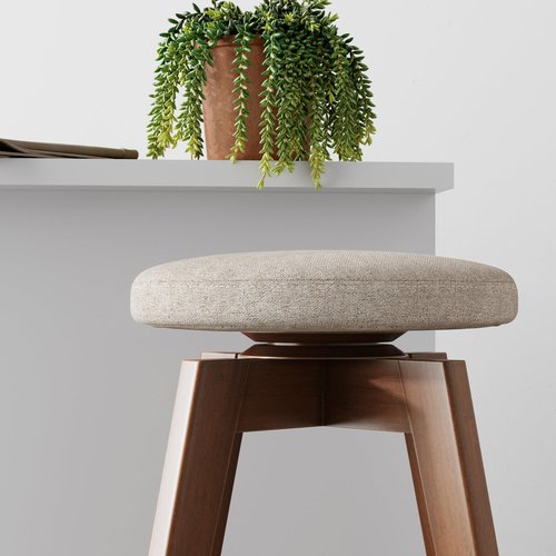 Nathan James Amalia Backless Kitchen Counter Height Bar Stool, Solid Wood with 360 Swivel Seat Antique Coffee/Natural Wheat