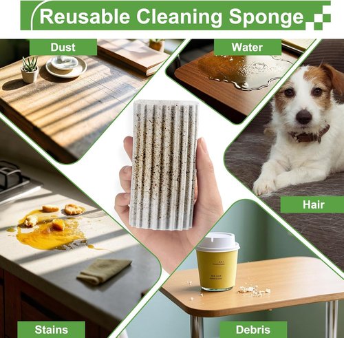 Jeymei Damp Dusting Sponge Set - 4-Pack Gray Reusable Sponges for Baseboards & Window Tracks