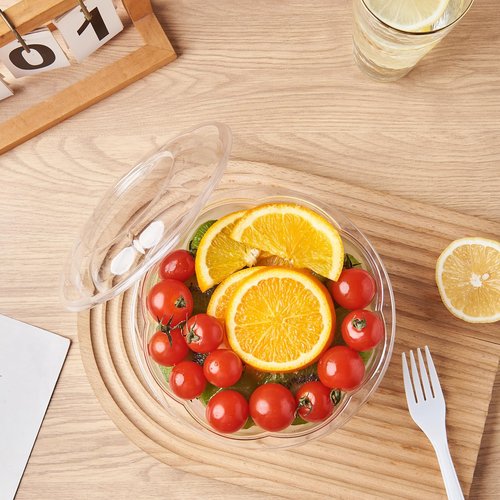 Jaluxing [48 oz. 150 Sets Clear Plastic Salad Bowls with Airtight Lids Disposable To Go Mixing Containers Serving for Fruit, Quinoa, Lunch and Meal Prep