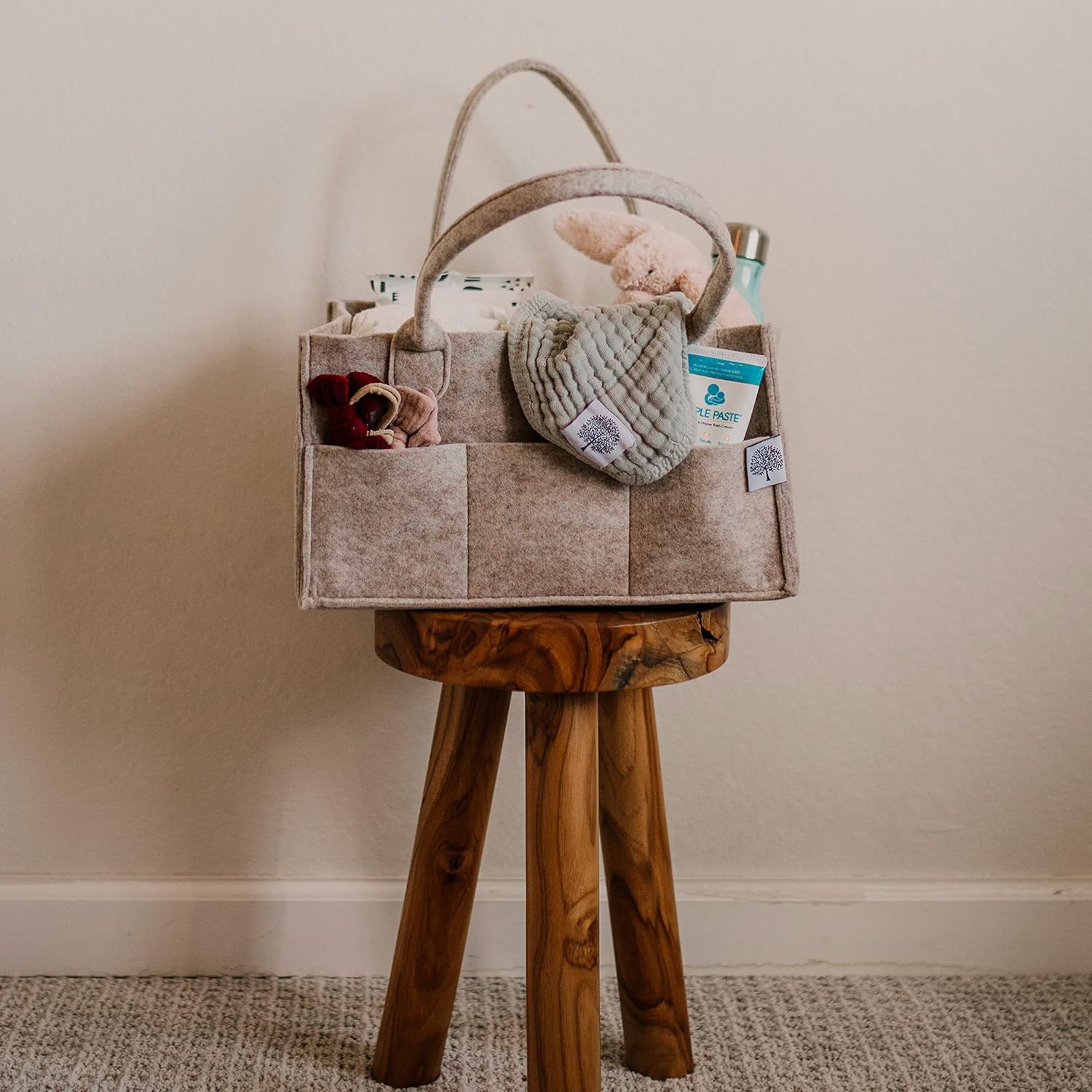 Parker Baby Co. Diaper Caddy Gift Set - Large & Regular Nursery Storage Bins | Car Organizer - Oatmeal