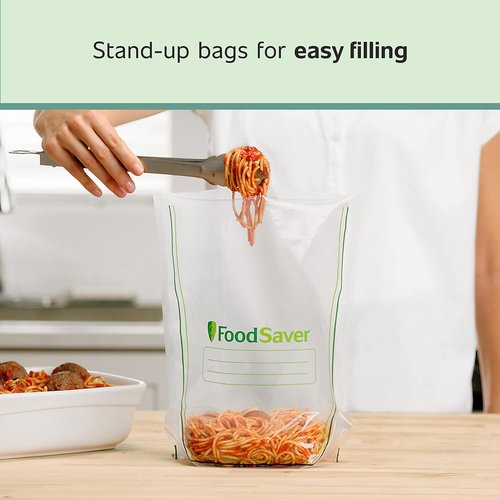 FoodSaver Vacuum Sealer Bags - Custom Fit Airtight Food Storage & Sous Vide | 11" x 16' & 1-Gallon, Clear | 10 Count, Reusable