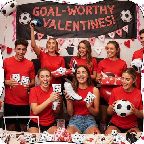 Soulchen 24 Pack Soccer Valentines Day Cards Gifts with Mini Soccer Ball and Stickers for Classroom Valentines Exchange Cards Party Favor Prizes Stress Gifts Set