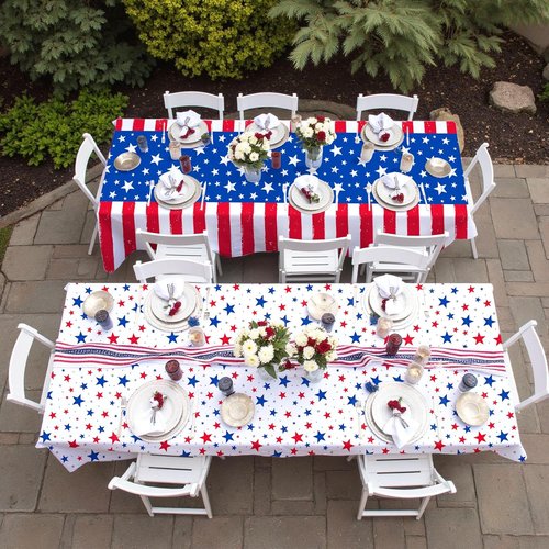 Gatherfun 4th of July Party Supplies Set - American Flag Theme Kit for Independence Day Decorations | 2 Disposable Tablecloths