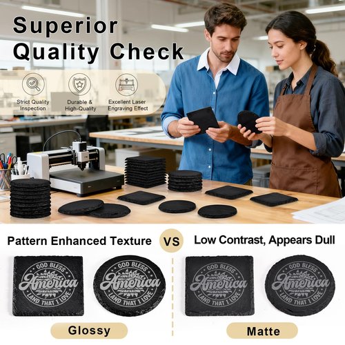 60 PCS Glossy Black Slate Coasters for Laser Engraving, MAPRIAL 2026 Upgrade 4 Inch 30 PCS Square, 30P Round Stone Drinks Coaster Bulk, Laser Blanks Material for Engraver, DIY, Gifts, Wedding