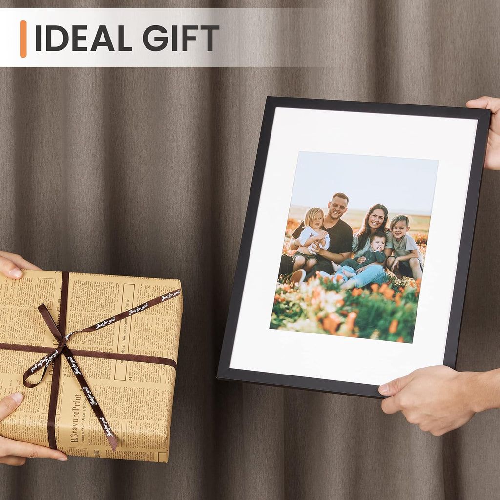 Upsimples 12x16 Picture Frame Set of 5 - Versatile Black Frames for 8.5x11 or 12x16 Photos