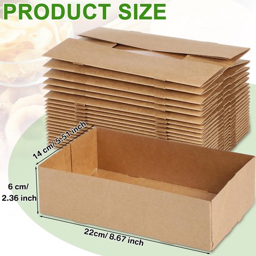 Chinco 300 Pieces Paperboard Kraft Food Trays 4 Corner Pop up Food Tray Disposable Foldable Cardboard Movie Night Snack Party Container Box for Holding Drink at Stadiums or Theaters (Brown)